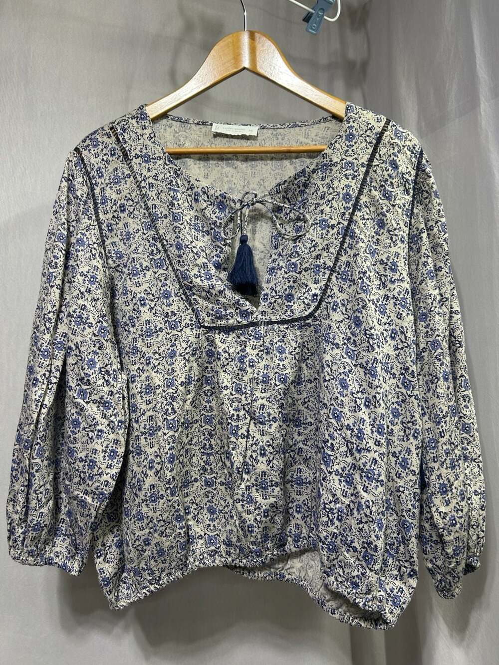 Lucky Brand Floral Peasant Blouse Indigo Multi XXL